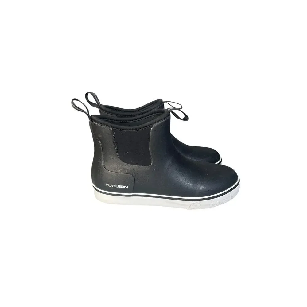 Furuian Women’s Black Ankle Deck Waterproof Boots Size-8